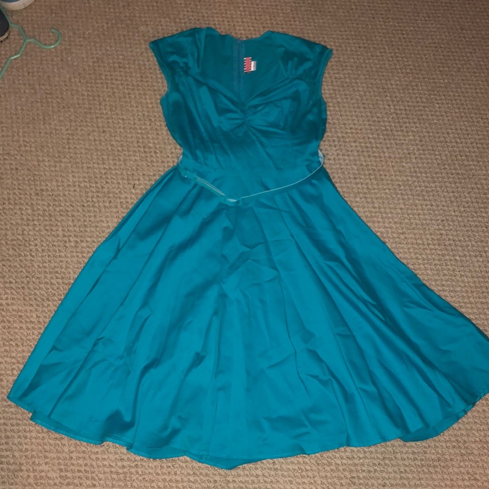 Pinup couture teal retro dress